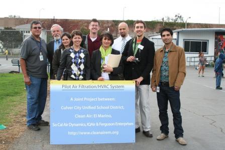 Representatives from the EPA, South Coast AQMD, CalTrans, EMLS, Culver City Unified School District, and Clean Air: El Marino, who have all been involved in improving environmental health and air quality at EMLS.