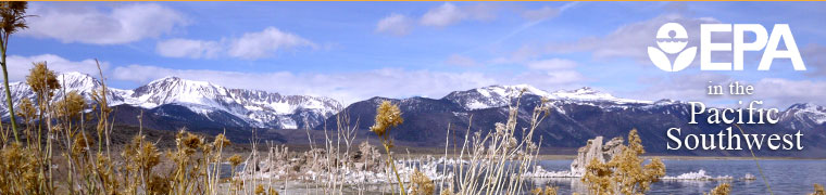 Mono Lake with snowcapped peaks in distance