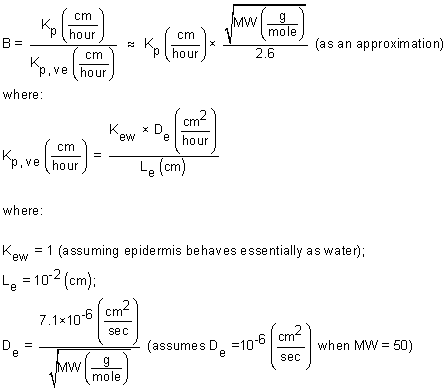 Supporting Equation - Dermal Contact with Water Supporting Equation 