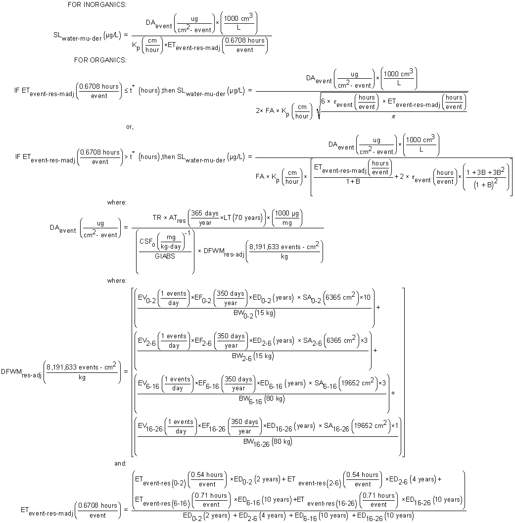 Tap Water Equations - Mutagenic - Dermal