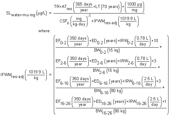 Tap Water Equations - Mutagenic - Ingestion