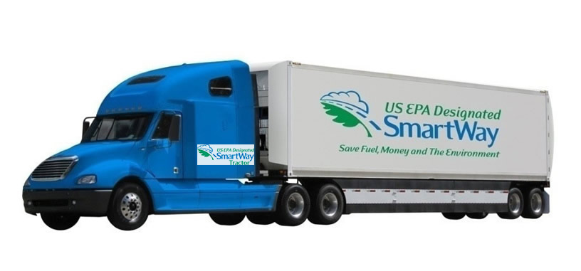 Example of a SmartWay Tractor and Trailer with SmartWay Designated Logos