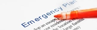 Picture of text on a page with the title Emergency Plan.
