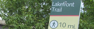 Lakefront trail sign in Lindsay Light Site area