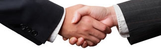 Handshake between 2 hands