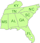 map of US EPA Region 4