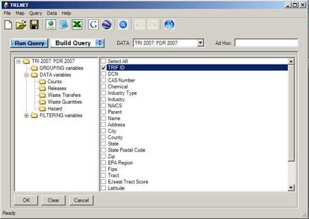 Selecting TRIFID on the build query interface.