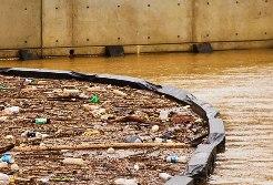 Boom captures litter and other debris carried by stormwater.