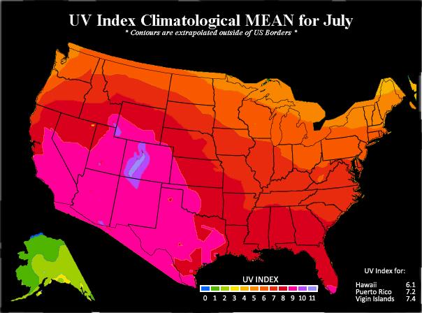 Sun Safety Monthly Average Uv Index Sun Safety Us Epa