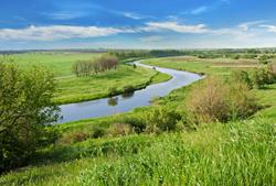 Rural landscape with river