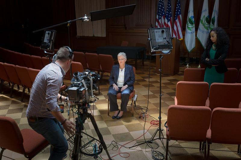 Another interview. Here McCarthy prepares to speak with MSNBC’s Andrea Mitchell. (11/15)