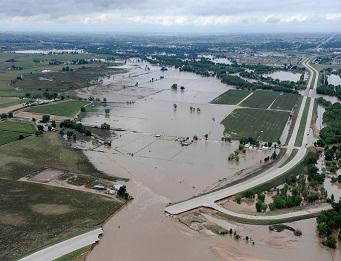 Aerial view of the flooding in Colorado