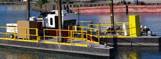 Hydraulic dredge at Waukegan Harbor Area of Concern 