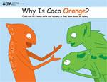 A picture of an orange chameleon in shock as his friends look on - from the children's book of the same name