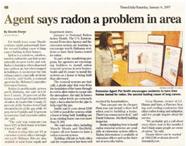 Radon Newspaper Headline- Agent Says Radon a Problem in Area