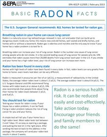 First page of Basic Radon Facts Document