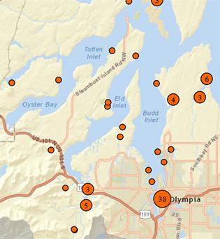 Static image from Puget Sound Project Atlas interactive map.