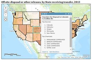 Off-site Disposal or Other Releases, by State Receiving Transfer, 2013