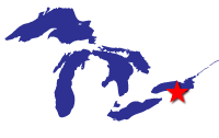 Map of the Great Lakes showing general location of the Rochester Embayment AOC