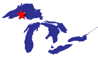 Map of the Great Lakes showing general location of the Torch Lake AOC
