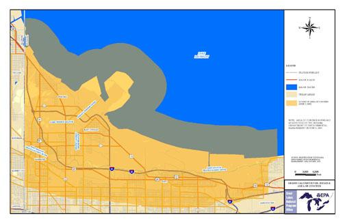 map showing the state approved boundary of the Grand Calumet River AOC