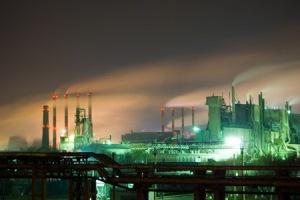 Photo of nuclear power plant at night