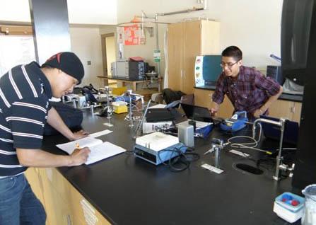 Students in a lab testing mollusks for biotoxins.