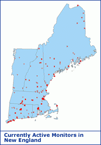  New England air monitoring site map