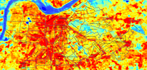 Louisville surface temperatures by neighborhoods