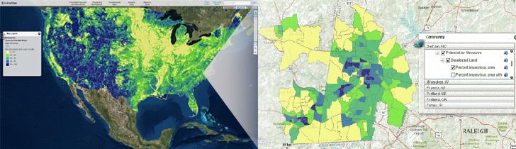 Side by side comparison of national- and community-scale data