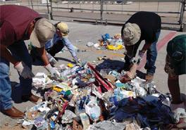 Gila River Indian Community staff conducting a recycling audit in April 2012.