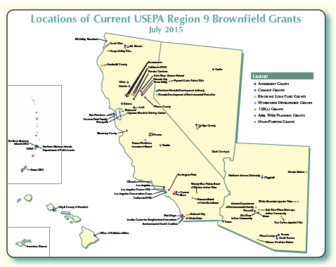 Region 9 Brownfields Grants Map 2015