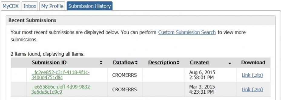 CROMERR Submission History