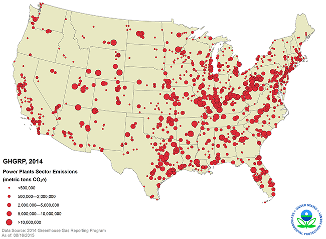 2014 US Power Plants US Map