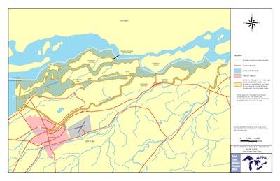 map showing the state approved boundary of the St. Lawrence River AOC