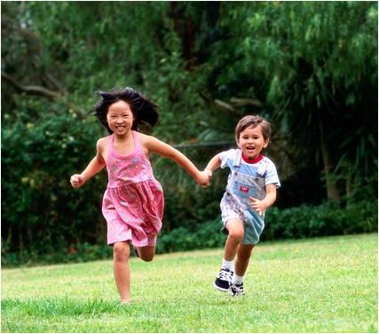 children running in park