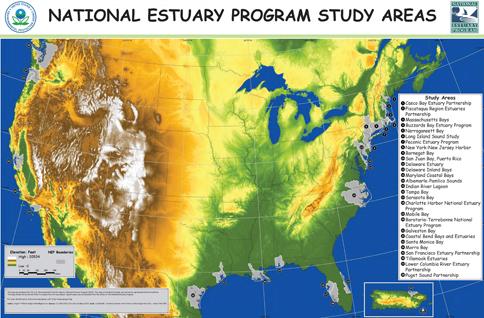 National Estuary Program Study Areas Map