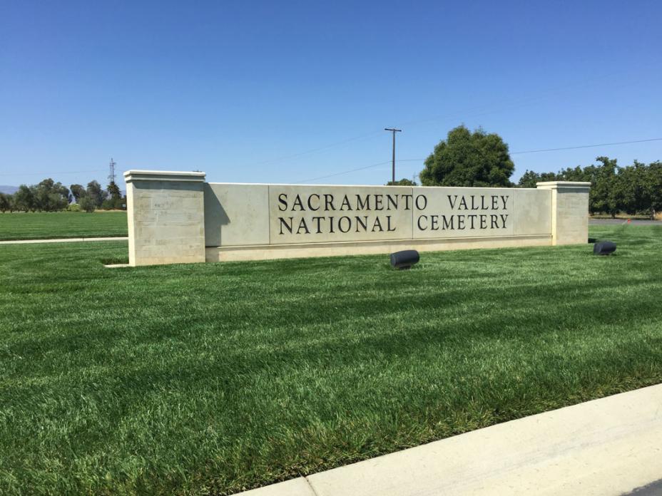 Entrance sign to Sacramento Valley National Cemetery