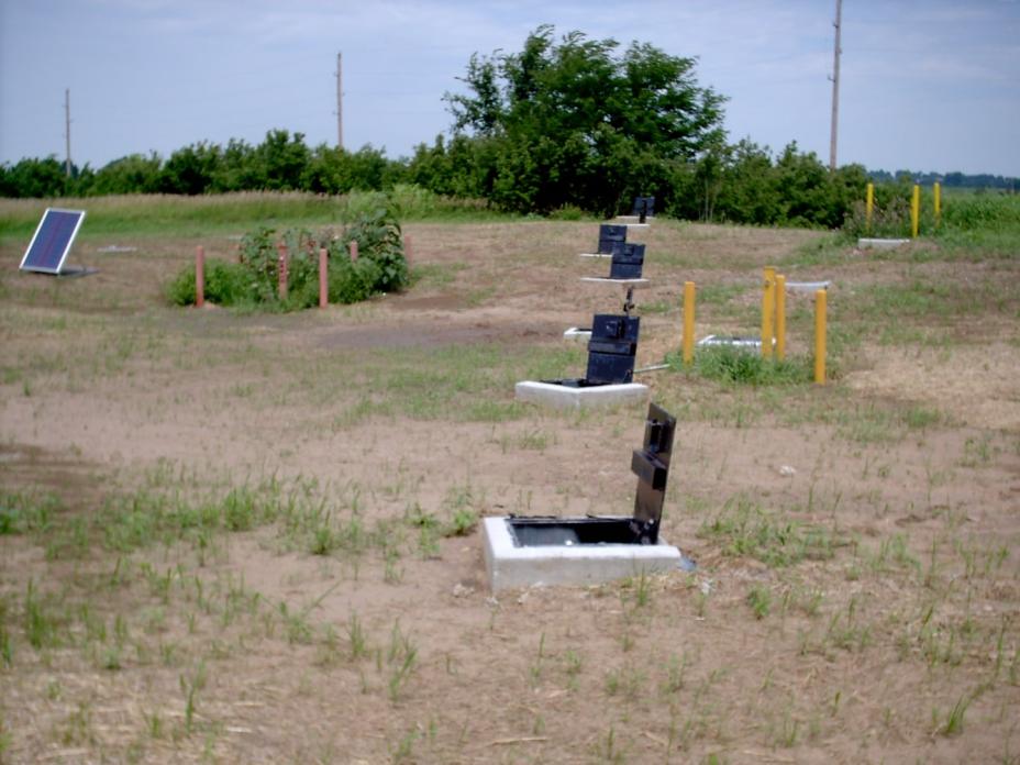 Injection wells and solar-powered equipment used to treat groundwater contamination at the Lake City Army Ammunition Plant