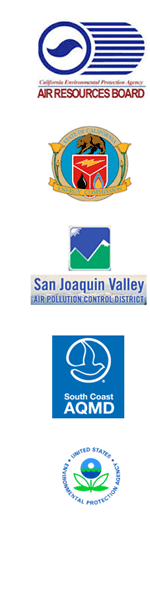 Logos for California Air Resources Board, California Energy Commission, San Joaquin Valley Air Pollution Control District, and South Coast Air Quality Management District