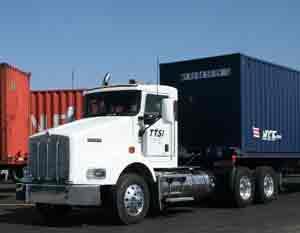Drayage truck at a port