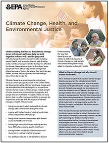 Image of the first page of the "Climate Change, Health, and Environmental Justice" fact sheet.