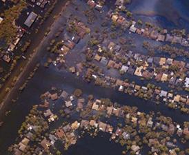 Aerial photograph of flooding from Hurricane Katrina.