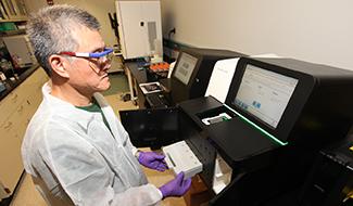 Scientist working with nucleic acid quantifications