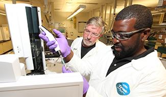 Scientists working on analytical chemistry research