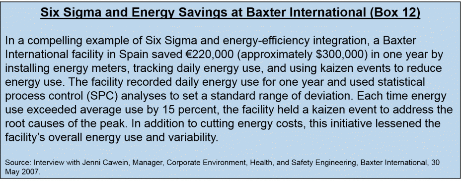 Six Sigma and Energy Savings at Baxter International (Box 12)