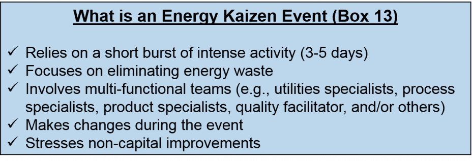 What is an Energy Kaizen Event (Box 13)