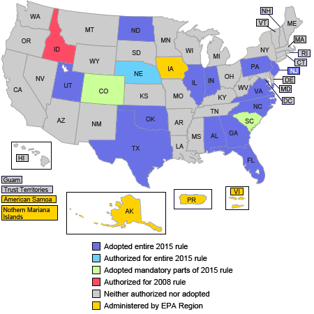 Map of states that have adopted the DSW Rule 