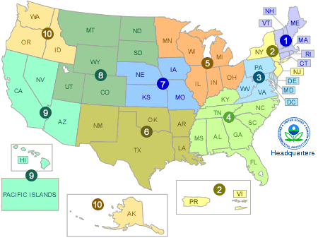 map of EPA regions