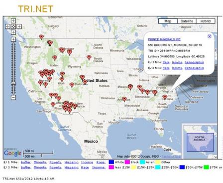 screenshot of TRI.NET map